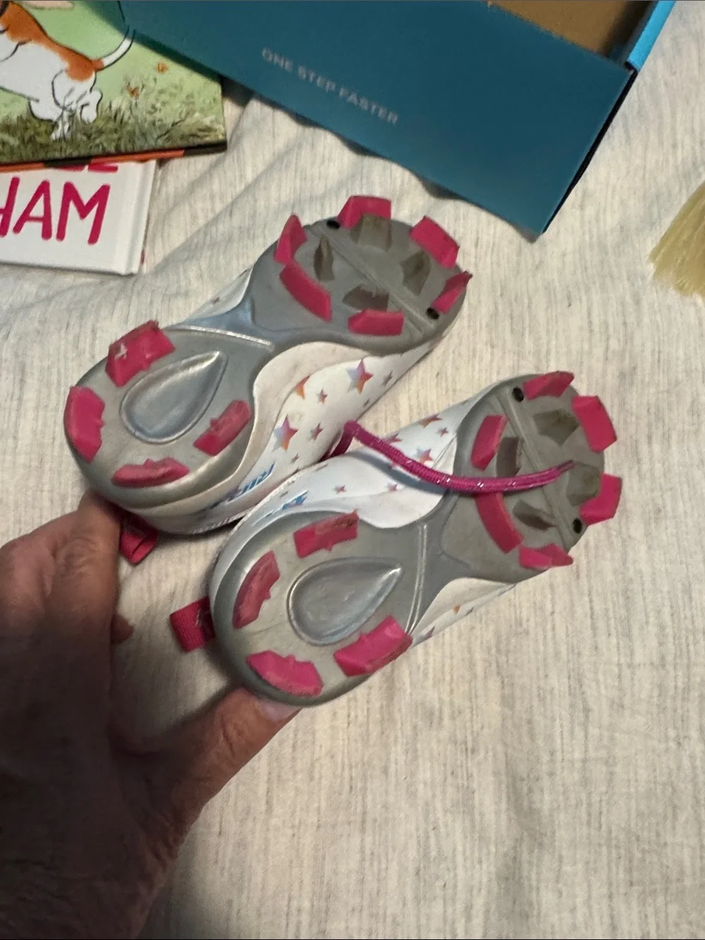 Rip It - Kids White Star Print Athletic Shoes with Pink Accents